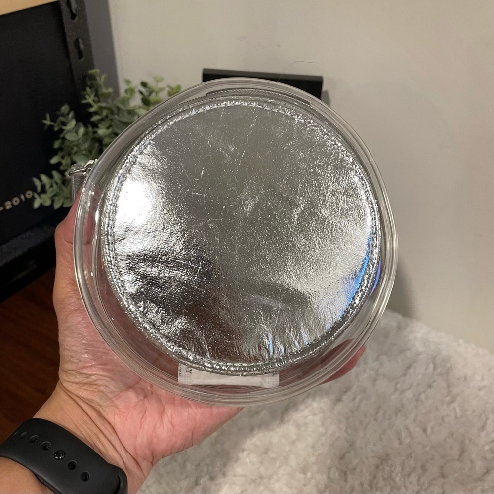 MAC Cosmetics Clear Silver Round Makeup Bag